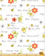 Sweet Bees: Bees Words White -- Susy Bee 20362-100