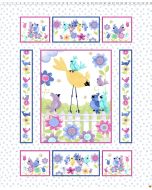 Bird's Buddies: Quilt Panel White (1 yard) -- Susybee 20380-100 