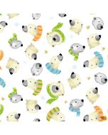 Burr the Polar Bear:  Furry Faces White -- Susy Bee Textiles 20397-100