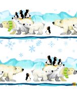 Burr the Polar Bear:  Pictorial Stripe Border -- Susy Bee Textiles 20399-100 