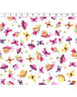 Sloane the Snail: Garden Toss White -- Susy Bee Fabrics 20411-100 