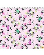 Panda Party: Tossed Pandas Pink - SusyBee Fabrics sb20427-520 