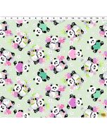 Panda Party: Tossed Pandas Soft Green - SusyBee Fabrics sb20427-835 