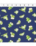 Paul's Pond: Tossed Frogs Navy -- Susy Bee Fabrics sb20429-780