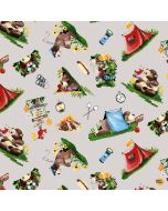 Barron Goes Camping: Campground Light Grey -- SusyBee Fabrics sb20454-150 light grey - presale June