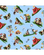 Barron Goes Camping: Campground Light Blue -- SusyBee Fabrics sb20454-710 light blue - presale June