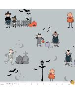 Spooky Hollow Main Gray (Silver Sparkle) - Riley Blake Designs sc10570-gray