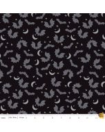 Spooky Hollow Bats Black (Silver Sparkle) - Riley Blake Designs sc10572-black - 1 yard 3" + 20" remaining