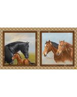 Kathleen Hall Hold Your Horses: Horse Pillow Panel (2/3 yard) -- Studio E Fabrics 4382-33