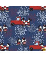 Disney: Mickey Minnie Patriotic Blue (Metallic) -- Springs Creative 69981-B110710 - 2.5 yards remaining