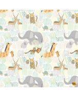 Grasslands: Jungle Animals Grassland - Dear Stella Designs stella-D2929 white