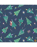 Don't Claus A Scene: Trees - Dear Stella Fabric stella-d3199 navy