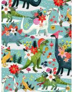 Fantastical Holiday: Rebel Without A Claus Rawring Holidays Dinosaurs -- Dear Stella Designs stella-dmb1849 multi