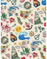 You're A Catch: Sea Tattoos Cream -- Dear Stella Designs stella-dmb2140 cream
