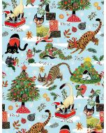 Not Ameowsed: Pixie Play Cats Mist -- Dear Stella Fabrics dmb2225 mist