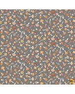 Count on Me: Fungi Mushrooms Pewter - Dear Stella Fabric DNS3314 pewter