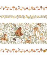 Count on Me: Woodland Friends Border Stripe - Dear Stella Fabric DNS3322 white