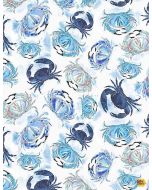 Ocean Blue: Crabs -- Timeless Treasures Fabrics Thomas-cd1302 white