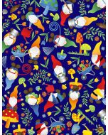 Gnome Worry Be Happy: Tossed Woodland Gnomes Navy -- Timeless Treasures Fun-c8509 Navy - 1 yard 17" remaining