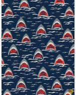 Walk The Plank: Scary Sharks - Timeless Treasures Fun-c8927 nautical