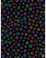 Rainbow Pets Dogs Rule: Bright Rainbow Paws -- Timeless Treasures paw-cd8807 black - 2.5 yards + FQ remaining