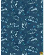 Whaley Loved: Word Toss Navy -- Wilmington Prints 17056-474 - 2 yards 21" remaining