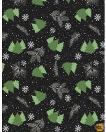 Gnome-antics: Tree Toss Black -- Wilmington Prints 82626-971 - 2 yards 32" remaining