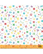 Its Elementary: Math Symbols White -- Windham Fabrics 52041-4
