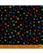 Its Elementary: Math Symbols Black/Multi -- Windham Fabrics 52041-5