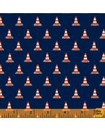 Work Zone: Construction Cones Navy -- Windham Fabrics 52268-2 - 3 yards 1" remaining