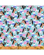 Farm Friends: Farm Faces Aqua -- Windham Fabrics 52614-7
