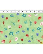 Sanibel: Sea Shells Light Olive -- Clothworks y3206-23 - 2 yards 13" remaining