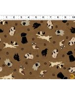 A Dog's Life: Tossed Dogs Light Brown -- Clothworks y3363-14