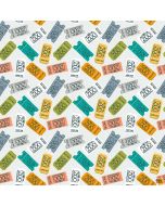 Ticket to the Zoo: Ticket Stubs White -- Clothworks Fabrics y3531-1