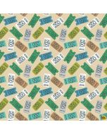 Ticket to the Zoo: Ticket Stubs Dark Butter -- Clothworks Fabrics y3531-60