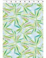 Jungle Drums: Leaves Light Denim -- Clothworks Textiles y3738-87