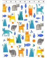 Colorama: Cat Feast White -- Clothworks Textiles y3806-1