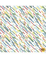Beep Beep! Diagonal Lines White -- Clothworks Textiles y3894-1