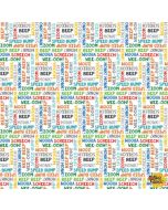 Beep Beep! Words White -- Clothworks Textiles y3895-1 