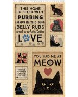 Purrfection: Cat Panel Dark Butter (2/3 yard) -- Clothworks Textiles y3972-60