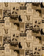 Purrfection: Cat Sayings Light Caramel -- Clothworks Textiles y3973-64