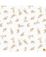 Guess How Much I Love You 2024:  Tossed Bunnies White -- Clothworks Textiles y4247-1