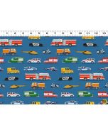 Let's Go!  Rescue Vehicles Dark Blue - Clothworks y4467-30