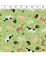 Let's Go!  Farm Animals Green - Clothworks y4468-21