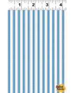 Let's Go!  Stripe Blue - Clothworks y4470-90