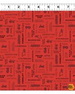 Let's Go!  Words Red - Clothworks y4471-82