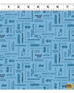 Let's Go!  Words Blue - Clothworks y4471-90