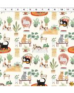 Homebodies: House Cats Light Cream -- Clothworks y4665-2