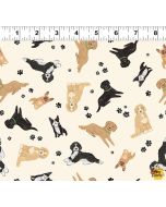 Homebodies: Tossed Dogs Cream -- Clothworks y4666-57 