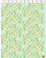 Spring Cheer: Daffodils Light Teal -- Clothworks y4694-103 